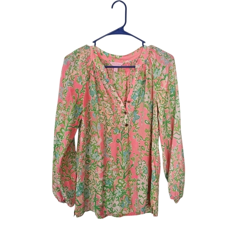 Lilly Pulitzer Elsa 100% silk top Size S
